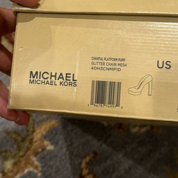 MICHAEL Michael Kors Chantal Platform Pump Heel Pointed Toe Silver Size 7M NWB - Picture 11 of 12